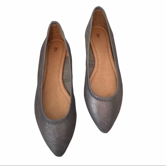 Frye 7.5 Regina Ballet Flats Metallic NEW No Box - Picture 1 of 8